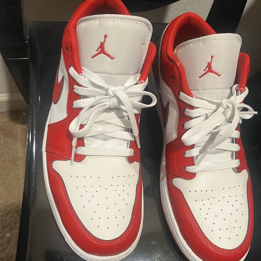 Nike Red & White Air Jordan 1 Low Sneakers